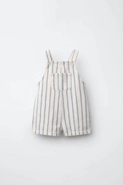 STRIPED OVERALL SHORTS