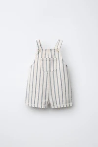 STRIPED OVERALL SHORTS