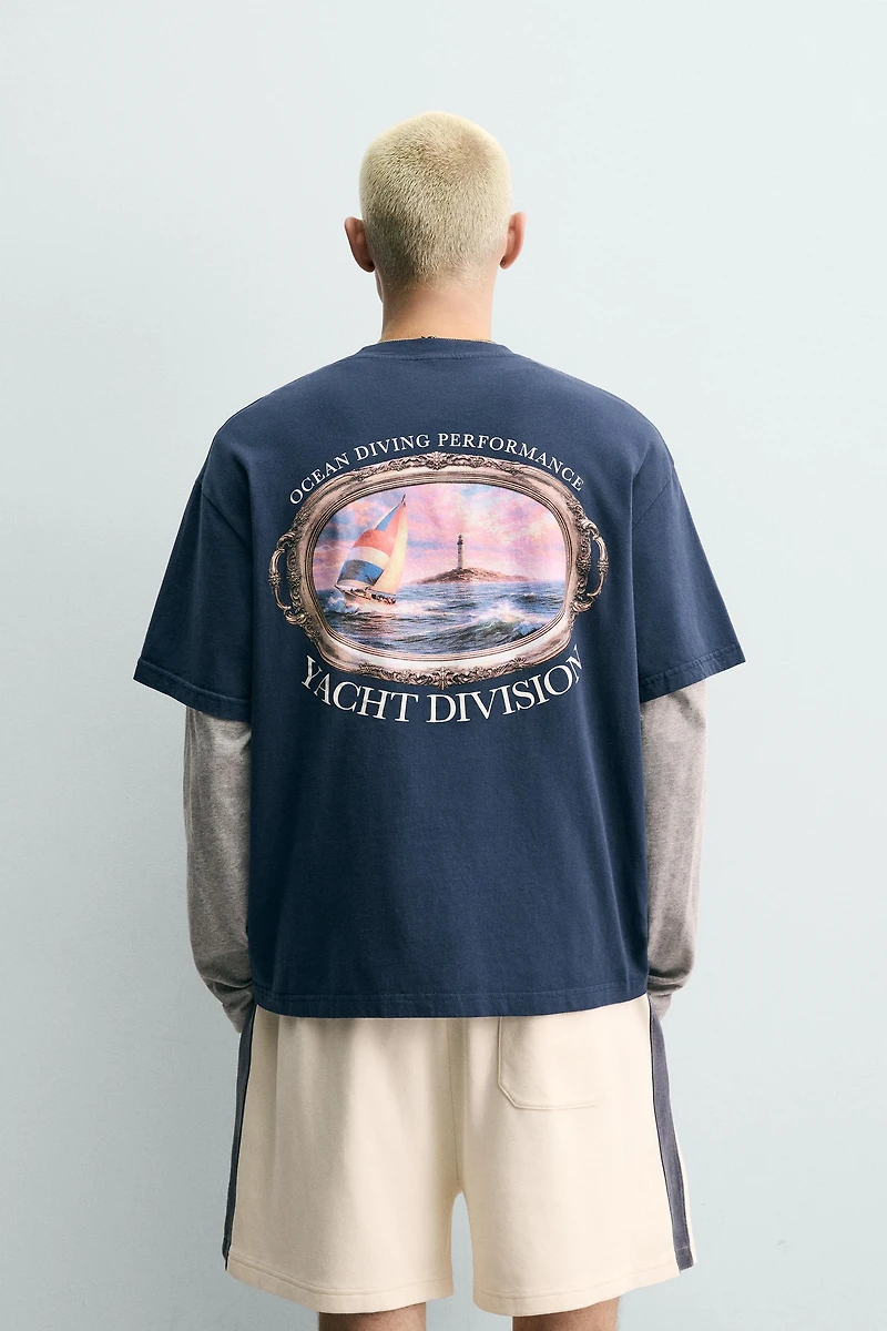 COMBINATION NAUTICAL PRINT T-SHIRT