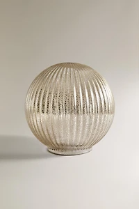 MEDIUM STRIPED LED LIGHT BALL CHRISTMAS ORNAMENT