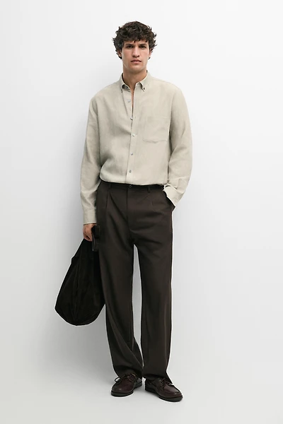 100% wool relaxed fit pants