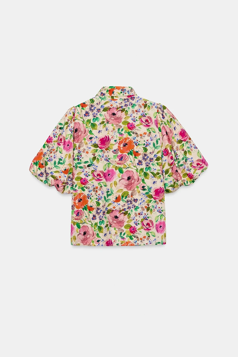 CHEMISE À IMPRIMÉ FLEURI AVEC LACETS