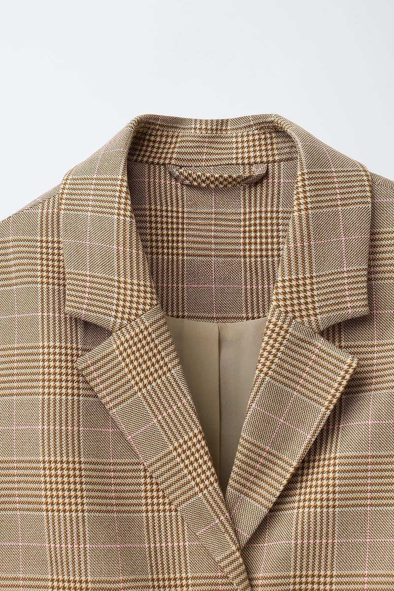 PLAID CROPPED BLAZER