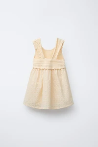 COMBINATION KNIT AND SWISS EMBROIDERED DRESS