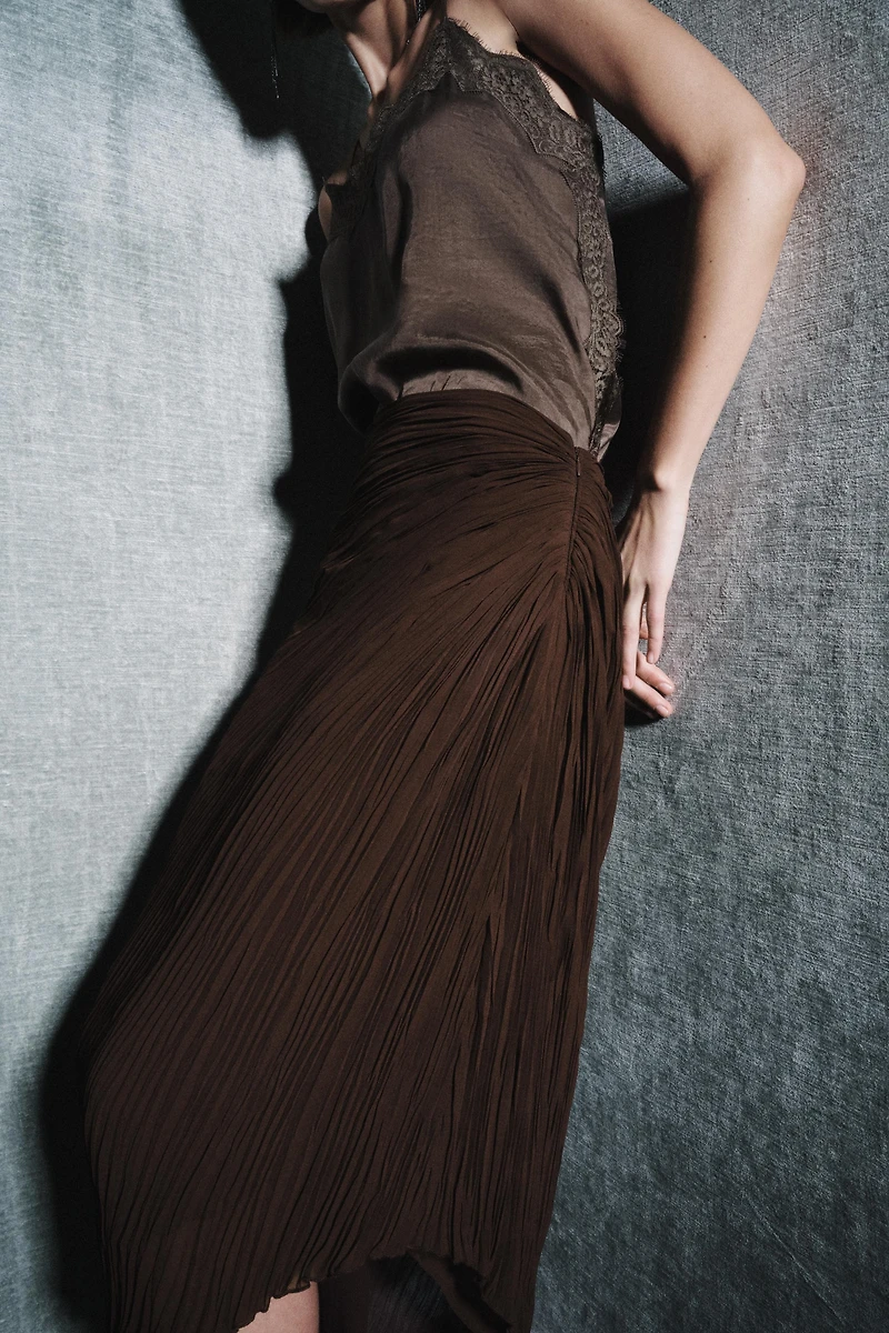 ZW COLLECTION PLEATED MIDI SKIRT