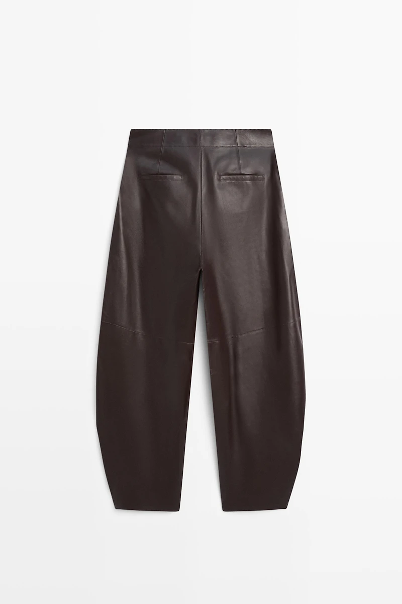 Leather barrel fit pants