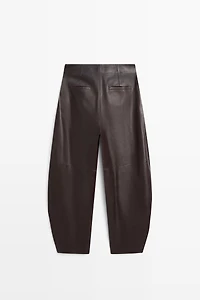 Leather barrel fit pants