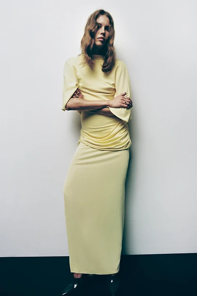 OPEN BACK CAPE MAXI DRESS