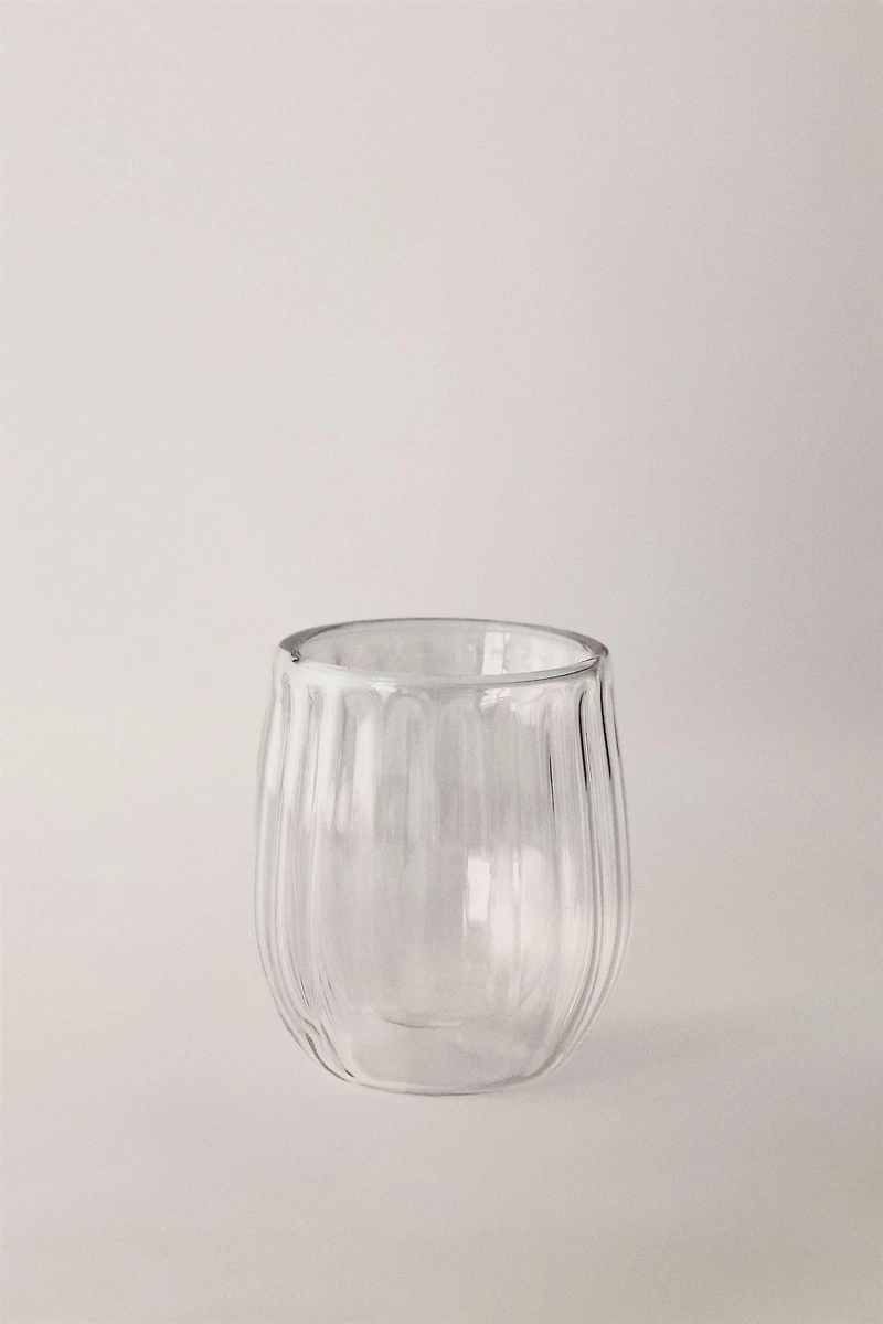BOROSILICATE GLASS TUMBLER WITH RAISED LINES