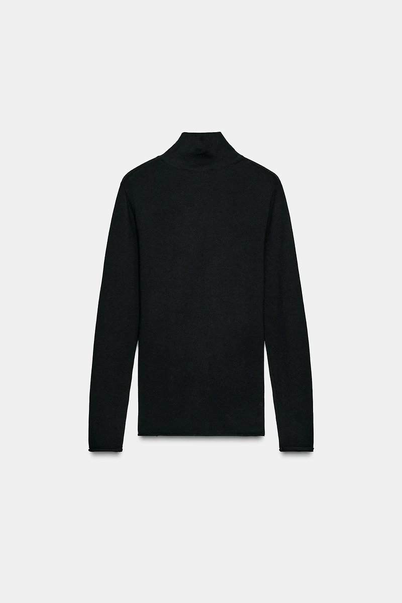 WOOL CROSSOVER HIGH NECK JUMPER