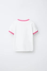 CONTRAST RIB TEXT T-SHIRT