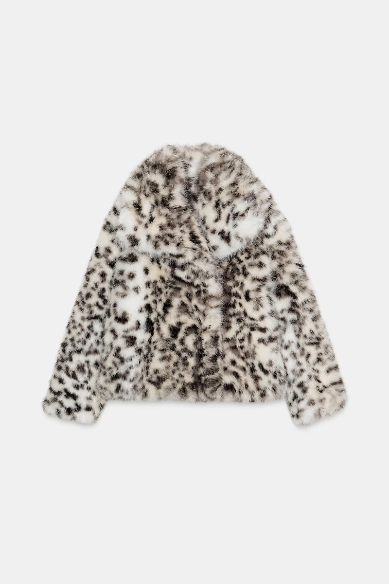 ANIMAL PRINT FAUX FUR JACKET ZW COLLECTION