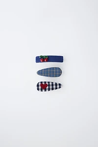 PACK OF THREE PRINTED HAIR CLIPS