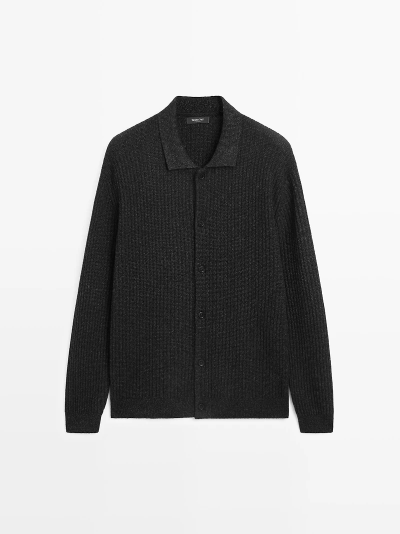 Cardigan avec boutons en coton et laine