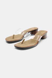 WIDE HEELED VINYL SANDALS