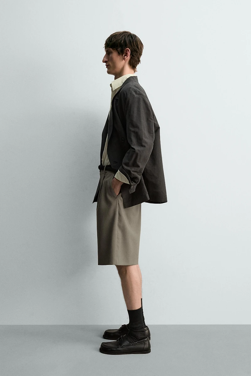 100% WOOL PLEATED SHORTS
