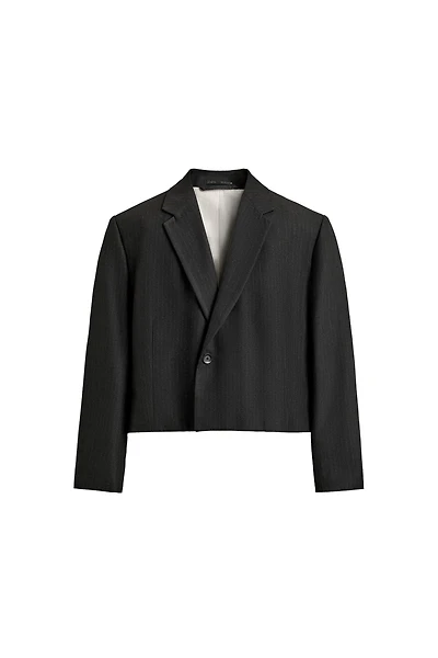 PINSTRIPE CROPPED FIT SUIT BLAZER