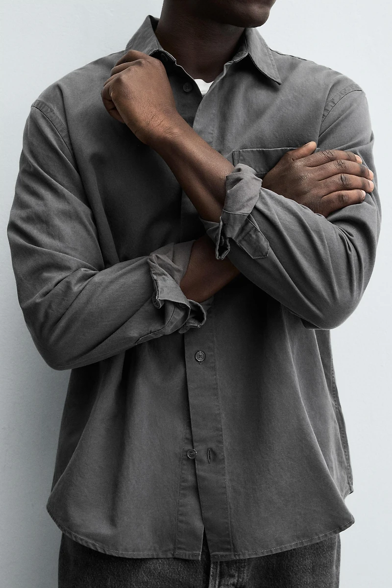 WASHED TWILL TEXTURED SHIRT