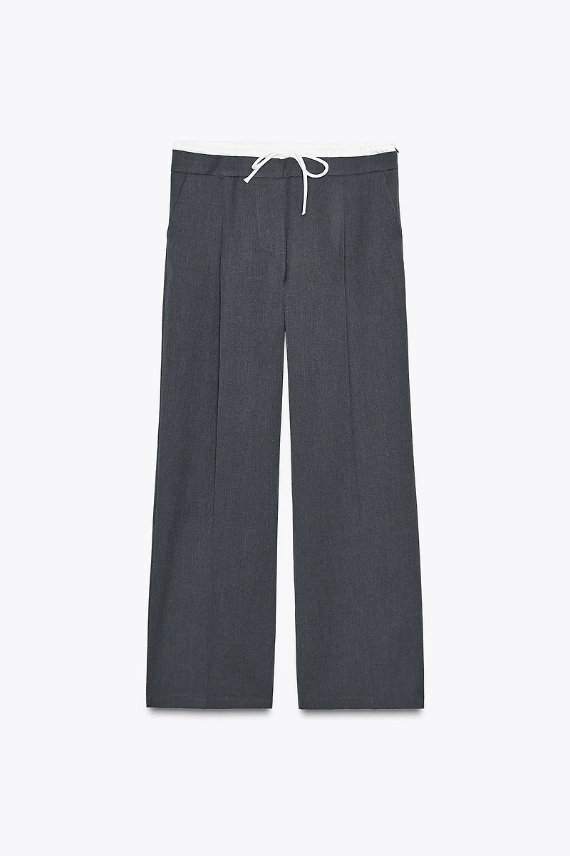 DOUBLE WAIST WIDE LEG PANTS