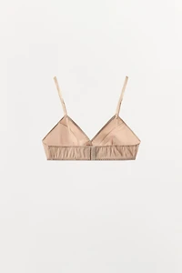 SATIN EFFECT LACE TRIM TRIANGLE BRALETTE