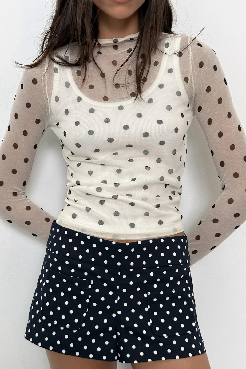 SHEER POLKA DOT KNIT TOP
