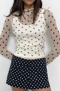 SHEER POLKA DOT KNIT TOP