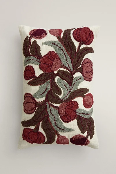 TUFTED FLORAL THROW PILLOW COVER