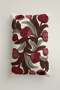 TUFTED FLORAL THROW PILLOW COVER