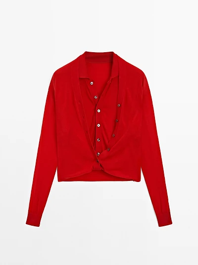 Cardigan multiposition 100 % laine - STUDIO