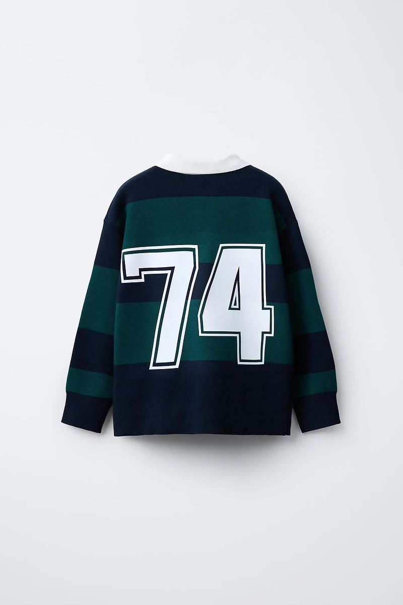 PULL POLO EN MAILLE VARSITY À RAYURES