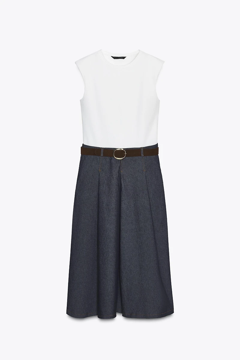 BELTED COMBINATION DRESS