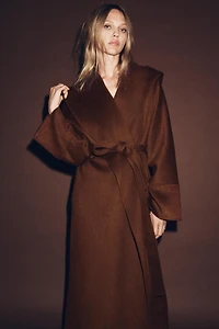MANTEAU LONG AVEC CEINTURE ET LAINE ZW COLLECTION LIMITED EDITION