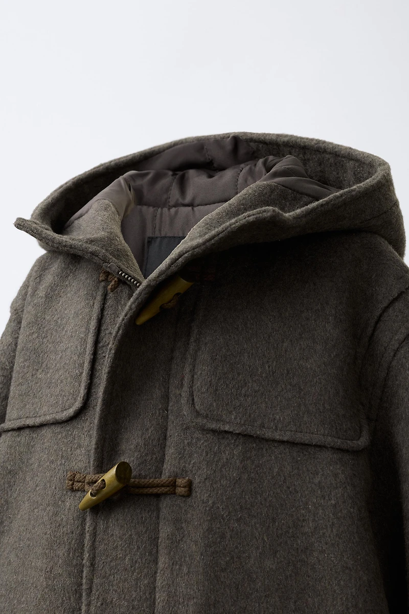 CLOTH DUFFEL COAT WITH WOOL