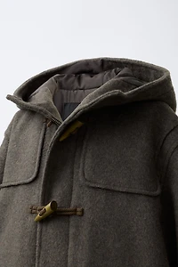 CLOTH DUFFEL COAT WITH WOOL