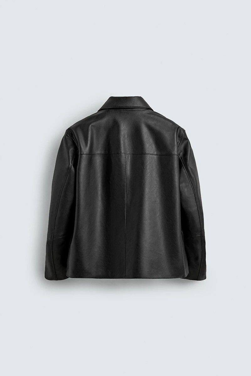 FAUX LEATHER REGULAR FIT OVERSHIRT