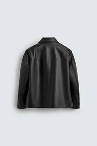 FAUX LEATHER REGULAR FIT OVERSHIRT