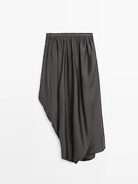Draped 100% silk midi skirt - LIMITED