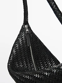 Mid-sized braided leather shoulder bag