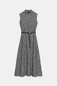 TEXTURED BELTED DRESS