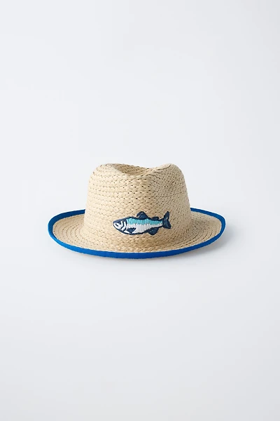 EMBROIDERED STRAW HAT