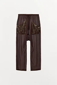 BEAD AND SEQUIN BAGGY PANTS