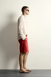 RELAXED FIT COTTON-LINEN JACQUARD SHIRT