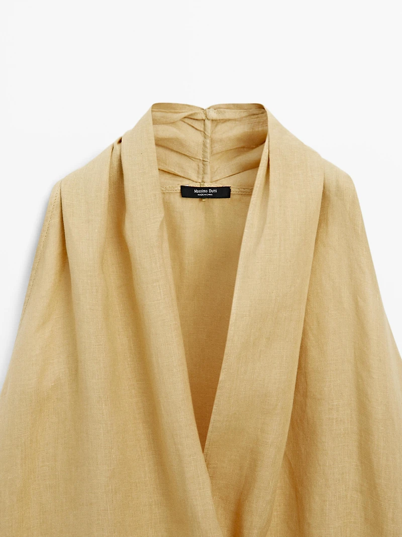 Linen crossover halter top