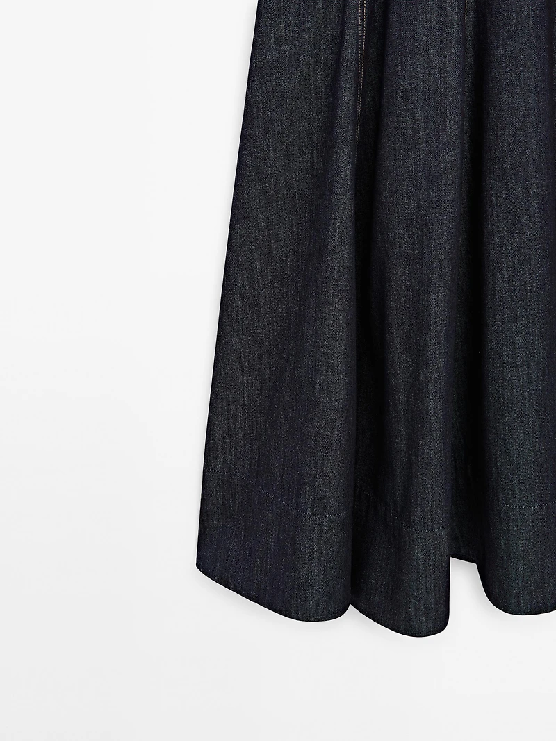 Denim midi dress with seam details