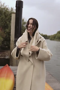 OVERSIZED WOOL BLEND SCARF COAT ZW COLLECTION