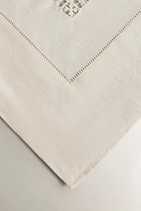 LINEN TABLECLOTH WITH HEMSTITCHED INSERTS