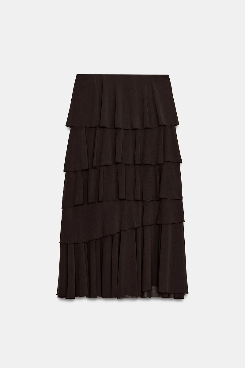 RUFFLED MIDI SKIRT