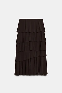 RUFFLED MIDI SKIRT