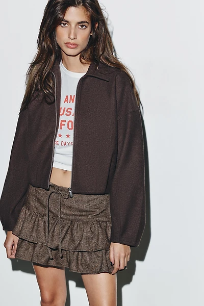 ZIPPERED SOFT BOMBER JACKET