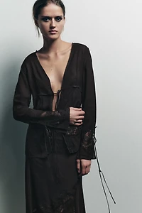 GEORGETTE LACE TIE SHIRT